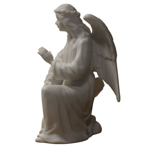 Homco Nativity White Kneeling Angel Flower Figurine #5617 Vtg 5.5" Replacement - Picture 4 of 8